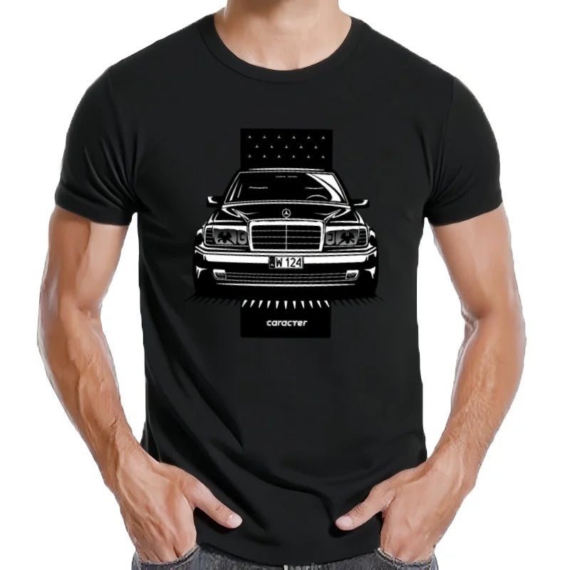Camiseta clásica W124, camiseta gráfica de gran tamaño, ropa de lujo de peso pesado de anime para hombres