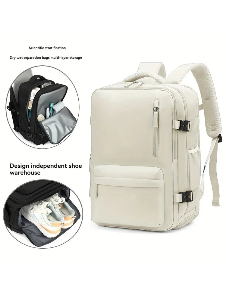 Expandable Business Travel Backpack, Waterproof Laptop Backpack Fits 15.6 Inch Notebook with Luggage Strap for Work Trip