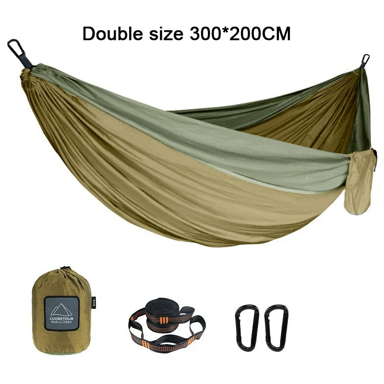 Portable Anti Rollover Double Camping Hammock Outdoor Travel Hiking Beach Backyard Courtyard Swing Hammock Outdoor Camping Equip
