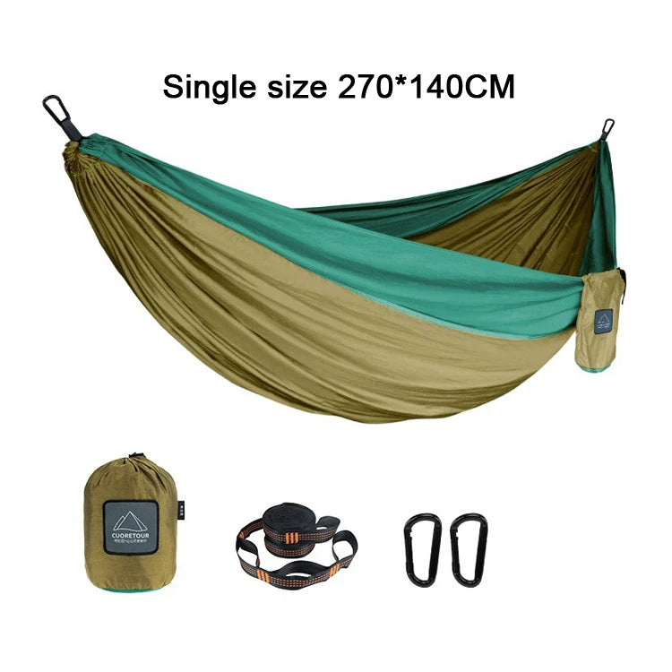 Portable Anti Rollover Double Camping Hammock Outdoor Travel Hiking Beach Backyard Courtyard Swing Hammock Outdoor Camping Equip
