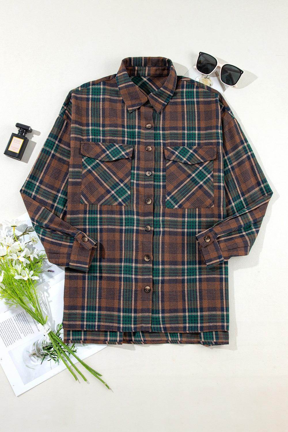 Plaid Button Up Long Sleeve Jacket for Women Stylish Fit