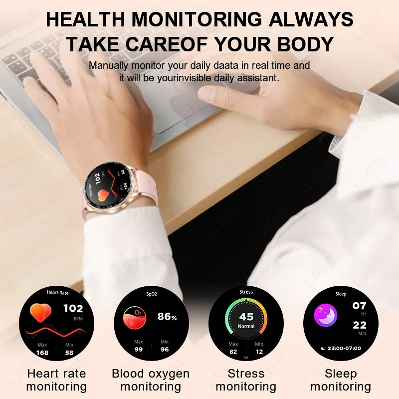 LIGE TWS Earphones 2 in 1 Smart Watch with Earbuds Bluetooth Smartwatch 1.39"Screen Smartwatches for Men Women Sport Music Watch