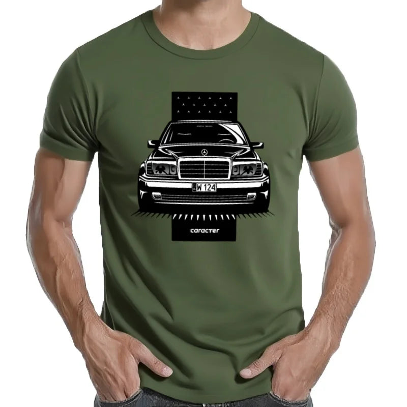 Camiseta clásica W124, camiseta gráfica de gran tamaño, ropa de lujo de peso pesado de anime para hombres