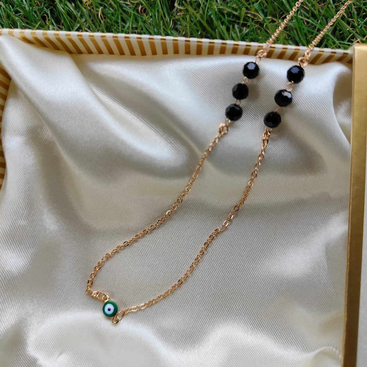 Black Bead Evil Eye Minimalistic Mangalsutra Ethnic Nazar Necklace