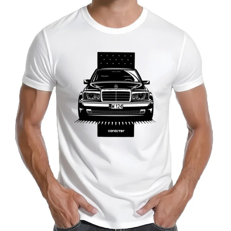 Camiseta clásica W124, camiseta gráfica de gran tamaño, ropa de lujo de peso pesado de anime para hombres