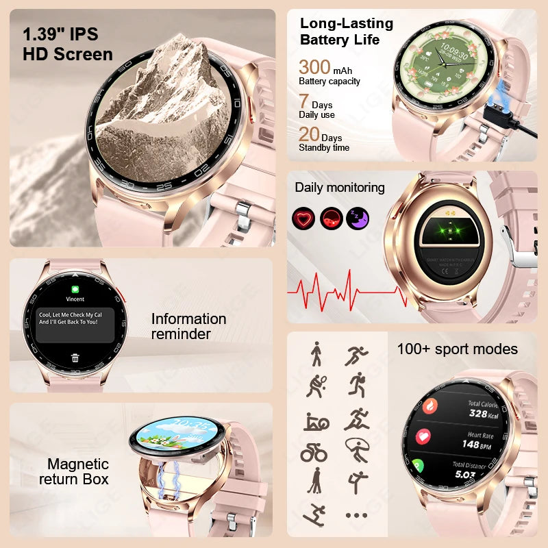 LIGE TWS Earphones 2 in 1 Smart Watch with Earbuds Bluetooth Smartwatch 1.39"Screen Smartwatches for Men Women Sport Music Watch