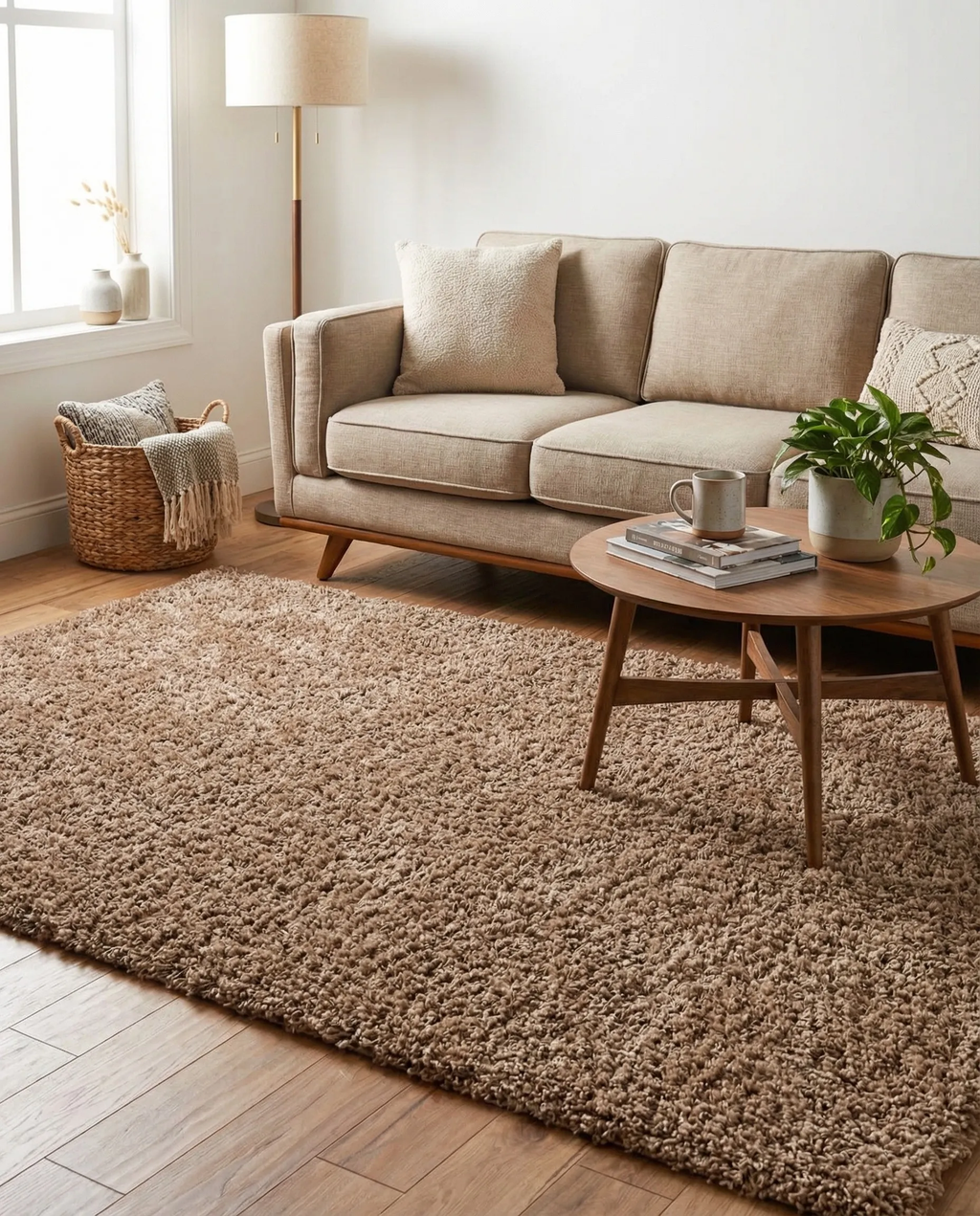 Naar Merino Collection Coffee Shaggy Rug
