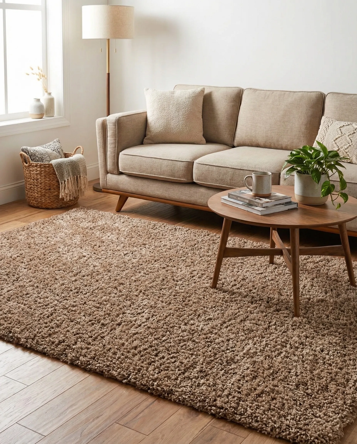 Naar Merino Collection Coffee Shaggy Rug