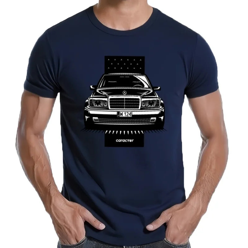 Camiseta clásica W124, camiseta gráfica de gran tamaño, ropa de lujo de peso pesado de anime para hombres